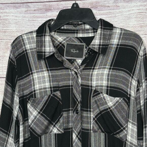 Rails Black & White Plaid Flannel Fall Autumn Button Down Shirt Dress Size XS - Picture 3 of 14